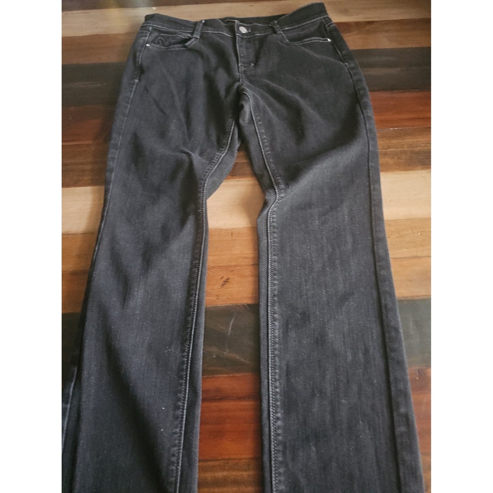 White House Black Market Noir Slim Leg Black Embroidered Jeans Size 6R  0020